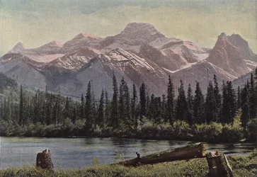 The Bow River and Wind Mountain